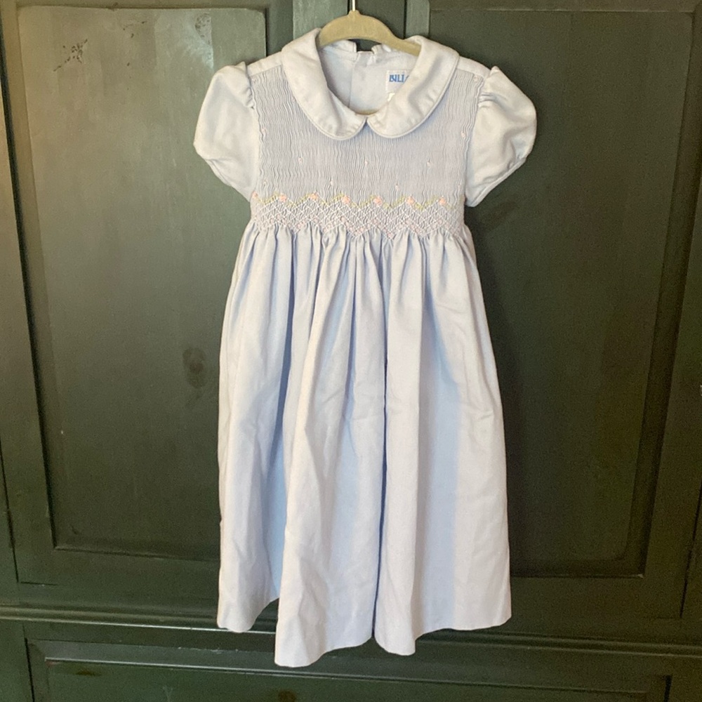 Luli and Me smocked dress with pink floral detailing size 3t